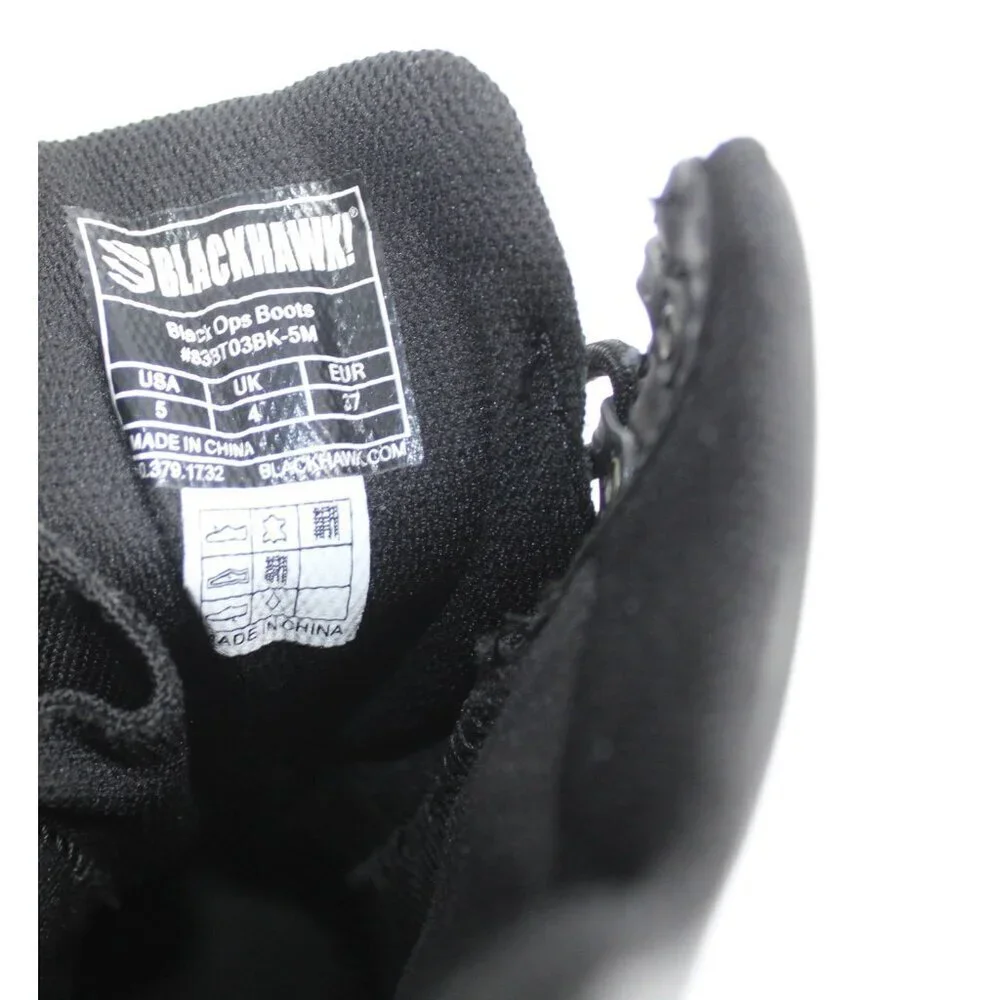 BLACKHAWK! Combat Boots‎ Men's Size 5 Black Ops Leather Waterproof Cushioned - Picture 14 of 16